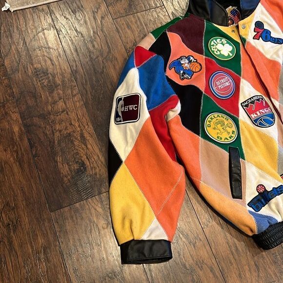 NBA BASKETBALL HARDWOOD CLASSICS HAMILTON LEATHER ABA PATCH JACKET 4XL GUC - Picture 3 of 15